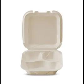 Darnel Naturals® Take-Out Container Hinged With Dome Lid 8X8 IN 3 Compartment Polystyrene Foam Black Square 200/Case