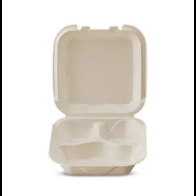 Darnel Naturals® Take-Out Container Hinged With Dome Lid 8X8 IN 3 Compartment Polystyrene Foam Black Square 200/Case