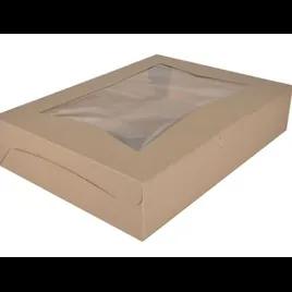 Cake Box 19X14X4 IN Kraft Paperboard Kraft Rectangle Lock Corner Tuck Top With Window 50/Case