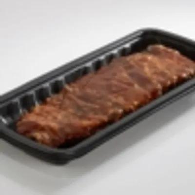 Full Slab Rib Take-Out Container Base & Lid Combo With Dome Lid 16X7X2 IN PP Black Clear Rectangle 85/Case