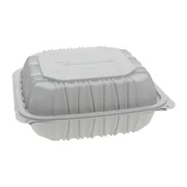 Take-Out Container Hinged 8.5X8.6X3.1 IN 3 Compartment MFPP White Square Vented 146/Case