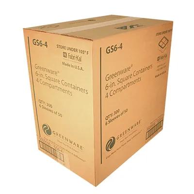 Greenware® Deli Container Base 28 OZ 4 Compartment PLA Clear Square 300/Case