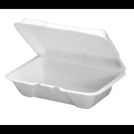 Take-Out Container Hinged With Dome Lid XL 10.25X9.25X3.25 IN Polystyrene Foam White Rectangle 200/Case