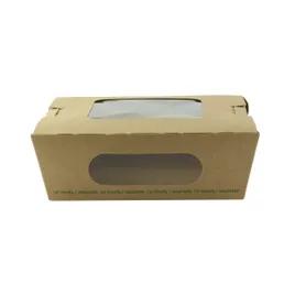 Cold Take-Out Box Tuck-Top 6.1X4.7X2 IN Paper PLA Kraft Rectangle With Window 50 Count/Pack 4 Packs/Case 200 Count/Case
