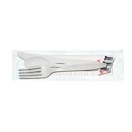 6PC Cutlery Kit PS White Extra Heavy Duty With 1PLY 13X17 Napkin,Fork,Knife,Salt & Pepper,Teaspoon 250/Case