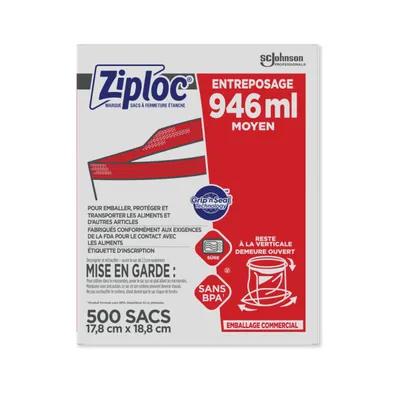 Ziploc® Bag 1 QT Plastic With Zip Seal Closure 500/Case