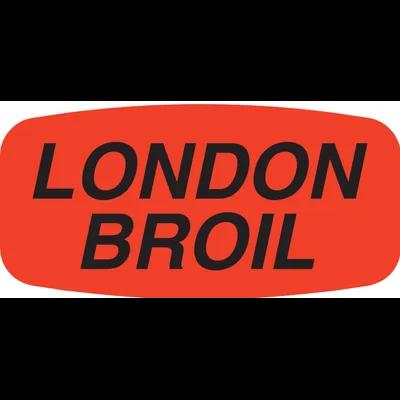London Broil Label 0.625X1.25 IN Red Oval Dayglo 1000/Roll