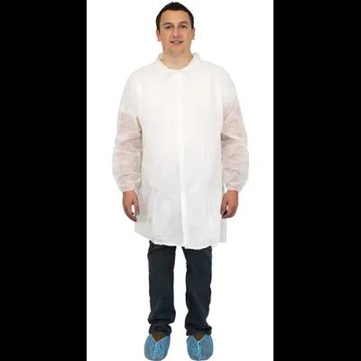 PolyLite® General Purpose Lab Coat XXXL White PP Disposable No Pockets With Elastic Wrist 30/Case