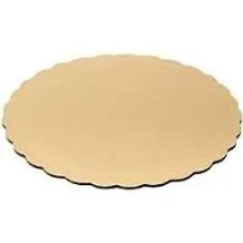 Cake Circle 8 IN Foil-Lined Paper Gold Round Scalloped 200/Case