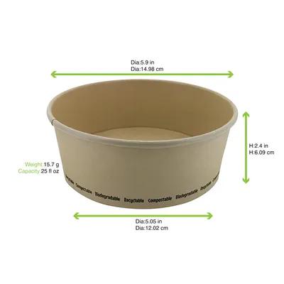 Food Container Base 25 OZ Paper Natural Round Freezer Safe 1/Case