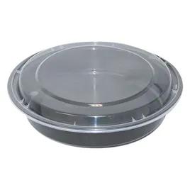 Take-Out Container Base & Lid Combo 48 OZ Plastic Black Clear Round Deep 150/Case