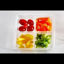 Take-Out Container Insert 2.46-2.67-2.8 OZ 5.22X5.22X1.01 IN 4 Compartment PET Clear Square 1035/Case