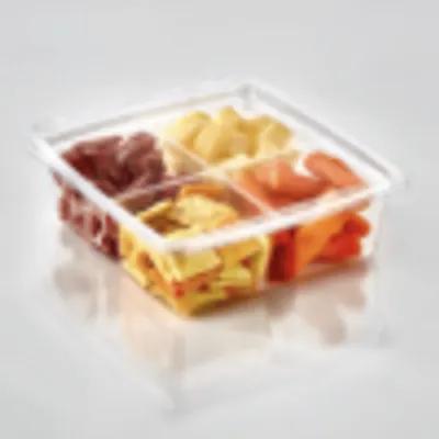 Fresh N' Sealed® Deli Container Hinged With Flat Lid 20 OZ 4 Compartment PET Clear Square 120/Case