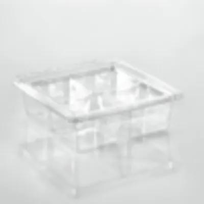 Fresh N' Sealed® Deli Container Hinged With Flat Lid 20 OZ 4 Compartment PET Clear Square 120/Case