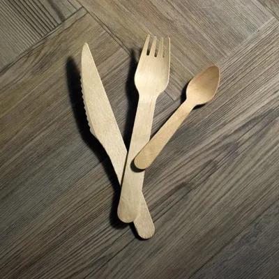 3PC Cutlery Kit 6.2 IN Wood Natural With Knife,Fork,Teaspoon 50 Count/Pack 5 Packs/Case 250 Count/Case