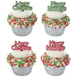 Cake & Cupcake Topper Pick Plastic Assorted Holiday Tidings 144/Each