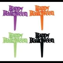 Cake & Cupcake Topper Pick Plastic Assorted Happy Halloween 144/Each