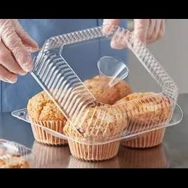 Muffin Hinged Container Jumbo 4.25 IN 4 Compartment Plastic 200/Case