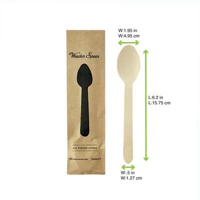 Spoon 6.2 IN Wood Natural 50 Count/Pack 10 Packs/Case 500 Count/Case
