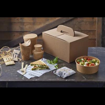 Take-Out Box Tuck-Top 7.18X4.45X2 IN Paper Kraft Rectangle With Window 50 Count/Pack 4 Packs/Case 200 Count/Case
