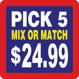 Pick 5 Mix or Match 24.99 Label 2X2 IN Multicolor Square 500/Roll