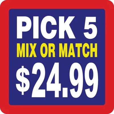 Pick 5 Mix or Match 24.99 Label 2X2 IN Multicolor Square 500/Roll