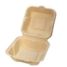 Greenware® Take-Out Container Hinged With Dome Lid 6.8X6.5X3.3 IN Molded Fiber Natural Square 450/Case