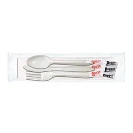 6PC Cutlery Kit PP White Medium Weight With 10X12 Napkin,Fork,Knife,Salt & Pepper,Teaspoon 250/Case