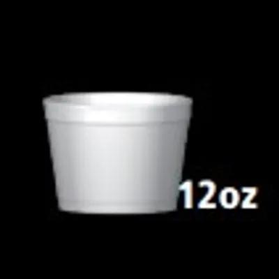 Food Container Base 12 OZ Polystyrene Foam White Round Squat 500/Case