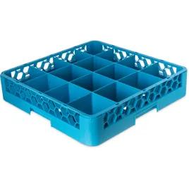 OptiClean™ Glass Rack 19.88X19.88X4 IN 16 Compartment PP Blue Divided Tilt Durable 1/Each