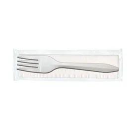 2PC Cutlery Kit PP White Medium Weight Individually Wrapped With 10X13 Napkin,Fork 500/Case