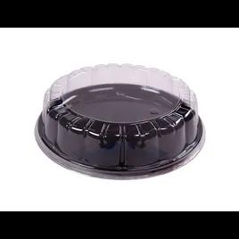 Serving Tray Base & Lid Combo With Dome Lid 9.38X2.25 IN PS Black Clear Round 60/Case