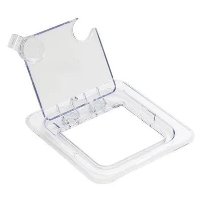 Lid Food Pan 1/6 Size 6.875X6.25X1.125 IN Clear Square PC With Hinged Peg Hole Notched Lid 1/Each