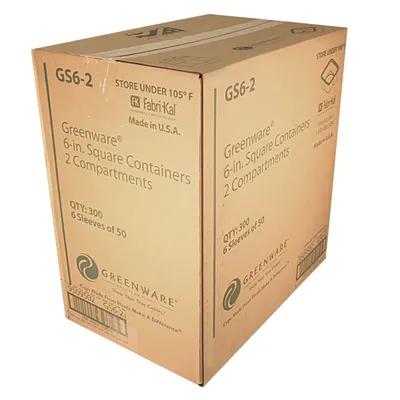 Greenware® Deli Container Base 30 OZ 2 Compartment PLA Clear Square 300/Case