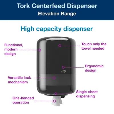 Tork M2 Paper Towel Dispenser 8.95X9.42X14.39 IN Plastic Wall Mount Black Centerfeed 1/Each