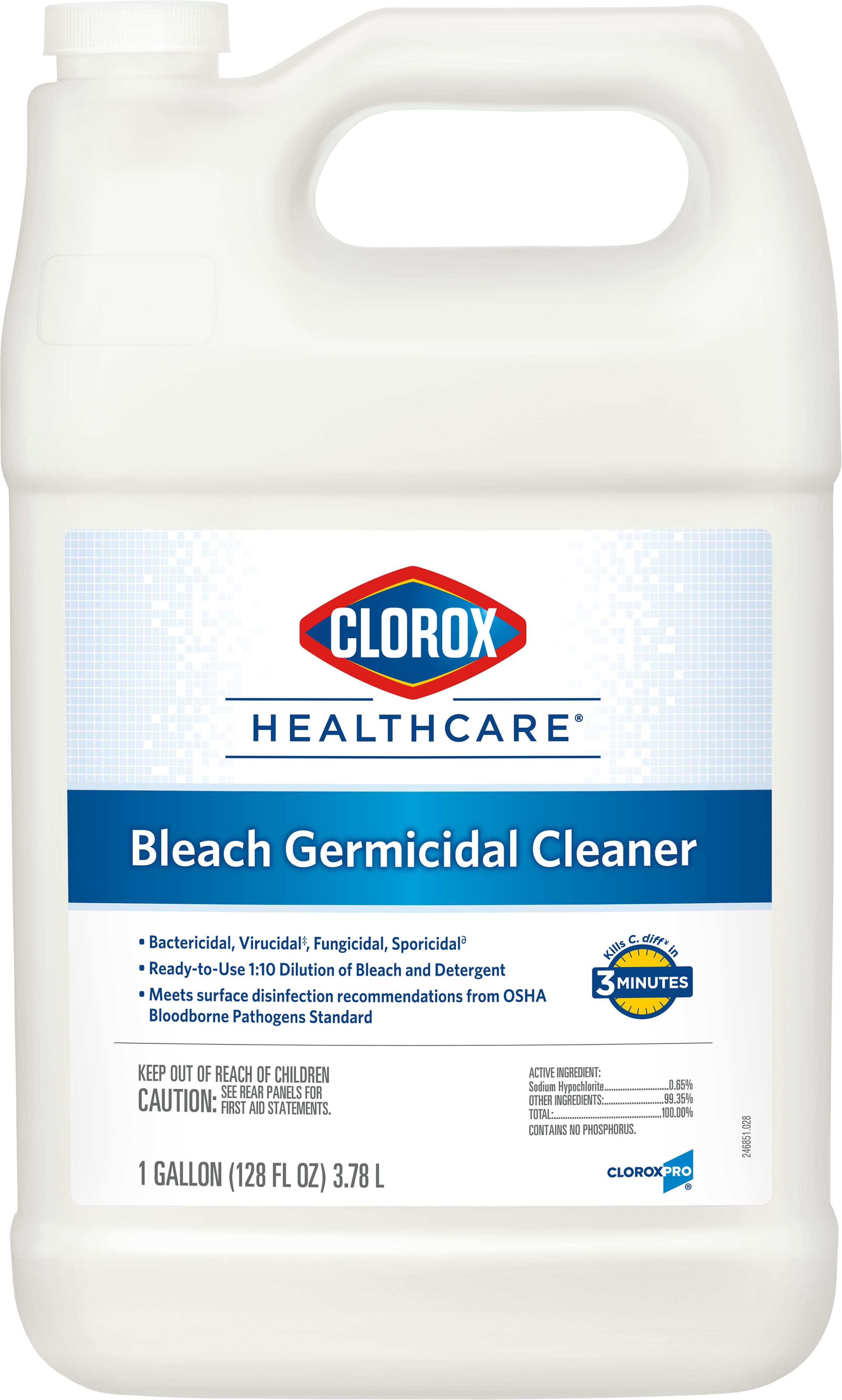 Clorox Healthcare® Bleach Germicidal Unscented One-Step Disinfectant Deodorizer 1 GAL Multi Surface RTU 4/Case