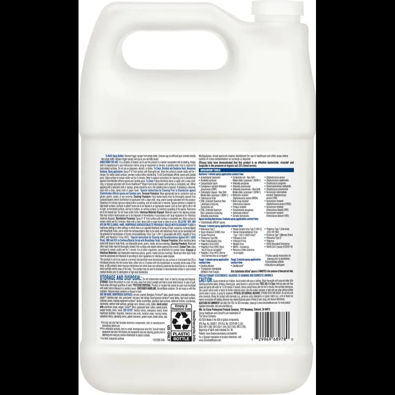 Clorox Healthcare® Bleach Germicidal Unscented One-Step Disinfectant Deodorizer 1 GAL Multi Surface RTU 4/Case