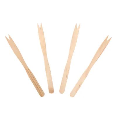 French Fry 2-Prong Pick 5.5 IN Wood Unwrapped 10000/Case