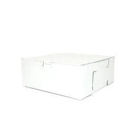 Easy Lock Cake Box 10X10X4 IN SUS Paperboard CRB White Square Lock Corner 1-Piece 100/Bundle