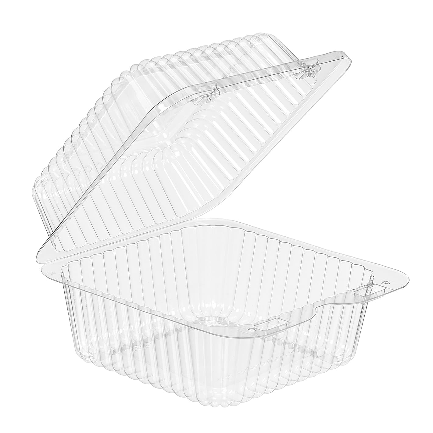 Essentials Take-Out Container Hinged With Dome Lid 5.25X5.625X3.125 IN RPET Clear Square Deep Bar Lock 500/Case