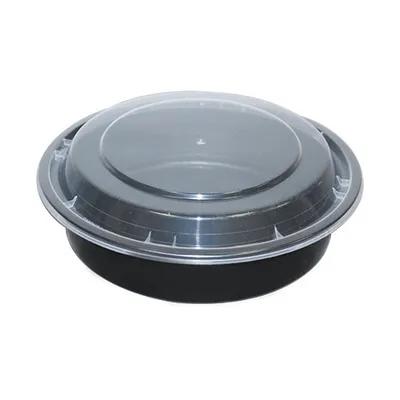 Take-Out Container Base & Lid Combo 24 OZ Plastic Black Round 150/Case