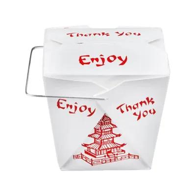 Fold-Pak® Food Pail 26 OZ 4X3.75 IN Paper White Red Round Without Handle 500/Case