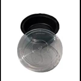 Take-Out Container Base & Lid Combo With Dome Lid 16 OZ Plastic Black Clear Round 150/Case