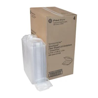 Sandwich Take-Out Container Hinged With Dome Lid Small (SM) 5.7X6X3.1 IN OPS Clear Square 500/Case