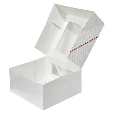 String Ensemble Cake Box 10X10X5 IN Paper White Square String With Window 100/Case
