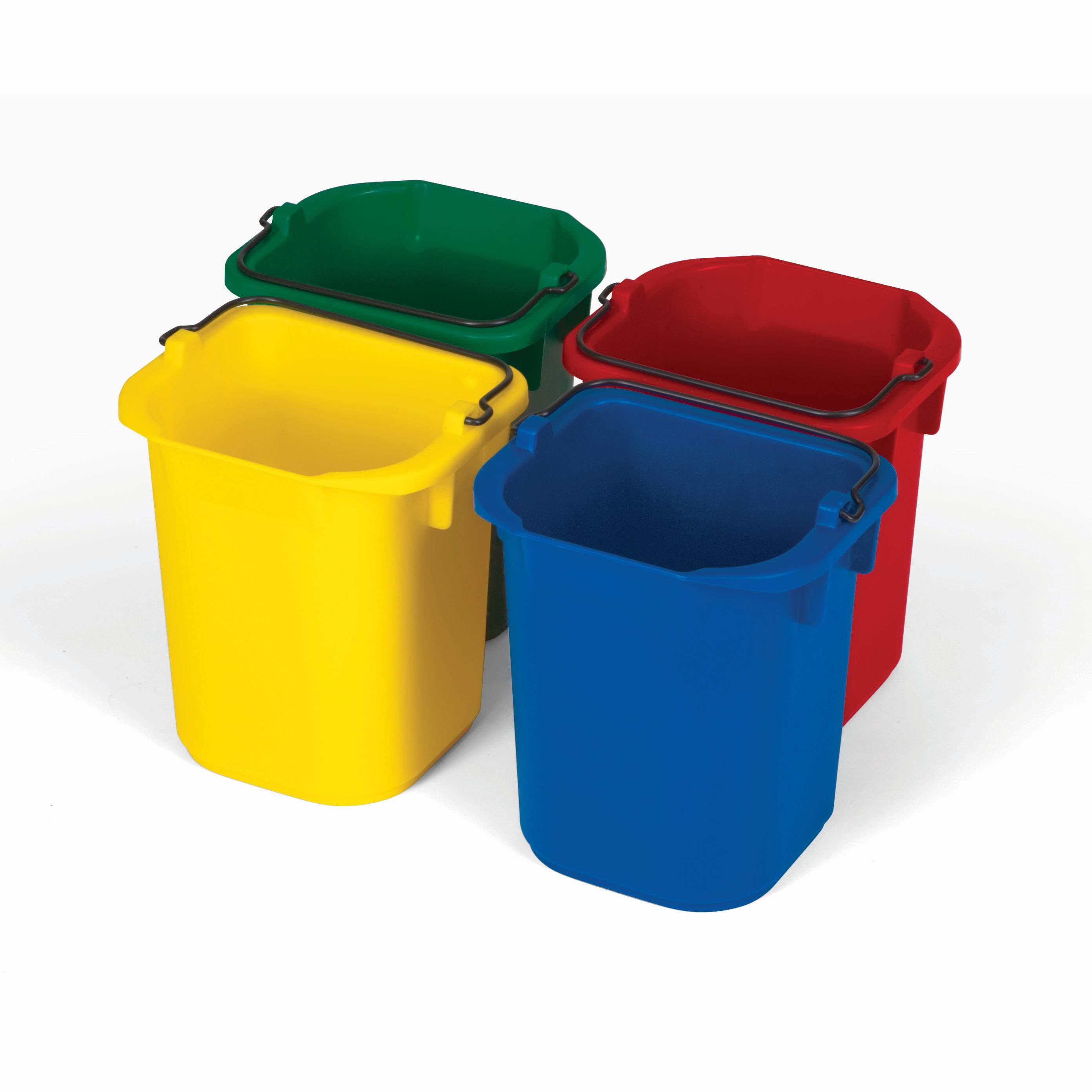 Disinfecting Pail 5 QT Blue Red Green Yellow 4-Pack 1 Set 1/Case