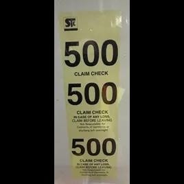 Coat Check Ticket Paper Yellow 500/Box