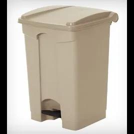 Trash Can 12 GAL 48 QT Beige Plastic With Hinged Lid Step-On 1/Each