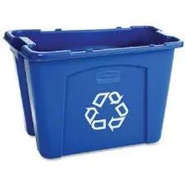 Recycling Bin 14 GAL 56 QT Blue Plastic 1/Each