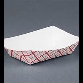 Food Tray 1 LB Paper Red White Check 1000/Case